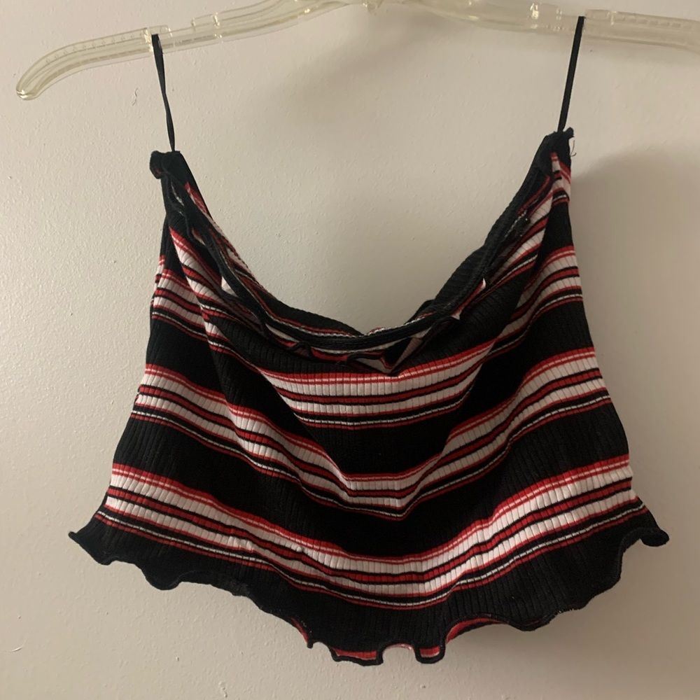 Striped Print Ribbed Knit Crop Tube Top - Picture 5 of 7